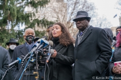 Press conference at City Hall Park for the Keyon Harrold Jr incident which took place at the Arlo Hotel in Soho, Manhattan. In attendance was the Harrold family, Rev Al Sharpton and family lawyer Ben Crump.