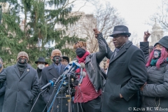 Press conference at City Hall Park for the Keyon Harrold Jr incident which took place at the Arlo Hotel in Soho, Manhattan. In attendance was the Harrold family, Rev Al Sharpton and family lawyer Ben Crump.