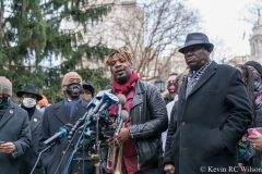 Press conference at City Hall Park for the Keyon Harrold Jr incident which took place at the Arlo Hotel in Soho, Manhattan. In attendance was the Harrold family, Rev Al Sharpton and family lawyer Ben Crump.