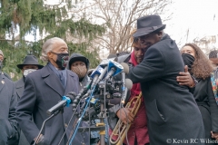 Press conference at City Hall Park for the Keyon Harrold Jr incident which took place at the Arlo Hotel in Soho, Manhattan. In attendance was the Harrold family, Rev Al Sharpton and family lawyer Ben Crump.