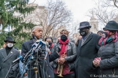 Press conference at City Hall Park for the Keyon Harrold Jr incident which took place at the Arlo Hotel in Soho, Manhattan. In attendance was the Harrold family, Rev Al Sharpton and family lawyer Ben Crump.