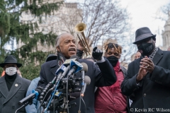 Press conference at City Hall Park for the Keyon Harrold Jr incident which took place at the Arlo Hotel in Soho, Manhattan. In attendance was the Harrold family, Rev Al Sharpton and family lawyer Ben Crump.