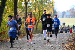 Rising New York Road Runners Cross Country event at Van Cortlandt Park Bronx, N.Y. on 1/21/21.  Runners from the ages 2 up to 18 spent a beautiful Sunday morning running in the park.  The youths ran 3 separate cross country heats.  The event was sponsored by New York Road Runners to promote youth running.  Copyright Jon Simon