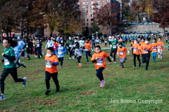 Rising New York Road Runners Cross Country event at Van Cortlandt Park Bronx, N.Y. on 1/21/21.  Runners from the ages 2 up to 18 spent a beautiful Sunday morning running in the park.  The youths ran 3 separate cross country heats.  The event was sponsored by New York Road Runners to promote youth running.  Copyright Jon Simon