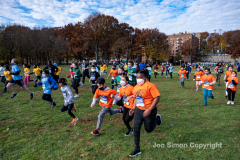 Rising New York Road Runners Cross Country event at Van Cortlandt Park Bronx, N.Y. on 1/21/21.  Runners from the ages 2 up to 18 spent a beautiful Sunday morning running in the park.  The youths ran 3 separate cross country heats.  The event was sponsored by New York Road Runners to promote youth running.  Copyright Jon Simon