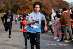 Rising New York Road Runners Cross Country event at Van Cortlandt Park Bronx, N.Y. on 1/21/21.  Runners from the ages 2 up to 18 spent a beautiful Sunday morning running in the park.  The youths ran 3 separate cross country heats.  The event was sponsored by New York Road Runners to promote youth running.  Copyright Jon Simon