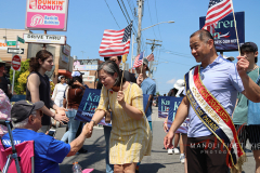 Karen Lin (Civil Court Judge) with John Liu marching in Little Neck Memorial Day Parade.