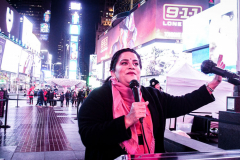 People came to the red steps of Times Square for a Vow Renewal Ceremony, put together by the The Times Square Alliance’s “ Love In Times Square” event on Valentine’s Day in NYC.Comedian Zarna Gargone one of the performers from the My Funny Valentine show at Carolines on Broadway; and a romantic performance of "All I Ask of You" by Julia Udine and Paul A. Schaefer from Broadway's Phantom of the Opera performed. ©Bianca Otero