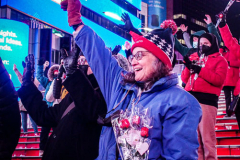 People came to the red steps of Times Square for a Vow Renewal Ceremony, put together by the The Times Square Alliance’s “ Love In Times Square” event on Valentine’s Day in NYC.Comedian Zarna Gargone one of the performers from the My Funny Valentine show at Carolines on Broadway; and a romantic performance of "All I Ask of You" by Julia Udine and Paul A. Schaefer from Broadway's Phantom of the Opera performed. ©Bianca Otero