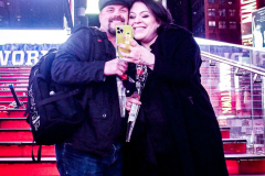 People came to the red steps of Times Square for a Vow Renewal Ceremony, put together by the The Times Square Alliance’s “ Love In Times Square” event on Valentine’s Day in NYC.Comedian Zarna Gargone one of the performers from the My Funny Valentine show at Carolines on Broadway; and a romantic performance of "All I Ask of You" by Julia Udine and Paul A. Schaefer from Broadway's Phantom of the Opera performed. ©Bianca Otero