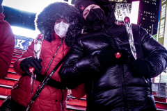 People came to the red steps of Times Square for a Vow Renewal Ceremony, put together by the The Times Square Alliance’s “ Love In Times Square” event on Valentine’s Day in NYC.Comedian Zarna Gargone one of the performers from the My Funny Valentine show at Carolines on Broadway; and a romantic performance of "All I Ask of You" by Julia Udine and Paul A. Schaefer from Broadway's Phantom of the Opera performed. ©Bianca Otero