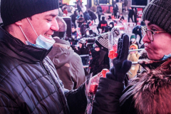 People came to the red steps of Times Square for a Vow Renewal Ceremony, put together by the The Times Square Alliance’s “ Love In Times Square” event on Valentine’s Day in NYC.Comedian Zarna Gargone one of the performers from the My Funny Valentine show at Carolines on Broadway; and a romantic performance of "All I Ask of You" by Julia Udine and Paul A. Schaefer from Broadway's Phantom of the Opera performed. ©Bianca Otero