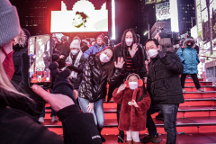 People came to the red steps of Times Square for a Vow Renewal Ceremony, put together by the The Times Square Alliance’s “ Love In Times Square” event on Valentine’s Day in NYC.Comedian Zarna Gargone one of the performers from the My Funny Valentine show at Carolines on Broadway; and a romantic performance of "All I Ask of You" by Julia Udine and Paul A. Schaefer from Broadway's Phantom of the Opera performed. ©Bianca Otero