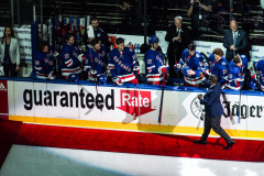 Governor Lieutenant Benjamin commemorates Black History Month by dropping the hockey puck at a New York Rangers game at Madison Square Garden. The Rangers played the Florida Panthers and won 5-2. February 1, 2022.Manhattan, NYC. (C) Bianca Otero