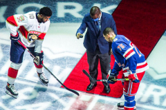 Governor Lieutenant Benjamin commemorates Black History Month by dropping the hockey puck at a New York Rangers game at Madison Square Garden. The Rangers played the Florida Panthers and won 5-2. February 1, 2022.Manhattan, NYC. (C) Bianca Otero