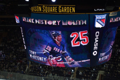 Governor Lieutenant Benjamin commemorates Black History Month by dropping the hockey puck at a New York Rangers game at Madison Square Garden. The Rangers played the Florida Panthers and won 5-2. February 1, 2022.Manhattan, NYC. (C) Bianca Otero