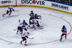 Governor Lieutenant Benjamin commemorates Black History Month by dropping the hockey puck at a New York Rangers game at Madison Square Garden. The Rangers played the Florida Panthers and won 5-2. February 1, 2022.Manhattan, NYC. (C) Bianca Otero