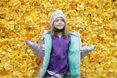 Visitors pose with the multitude of flowers both inside and outside the Macy's Department Store during the annual Macy's Flower Show on 34th Street and Broadway in New York City on March 27, 2022. (Photo by Andrew Schwartz)