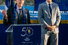 Police Commissioner Dermot Shea and various dignitaries attend NYC Marathon blue line painting ceremony at the finish line in Central Park 11/3/21 L-R  George Hirsch NYRR, Demot Shea Police Commissioner.