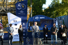 Police Commissioner Dermot Shea and various dignitaries attend NYC Marathon blue line painting ceremony at the finish line in Central Park 11/3/21