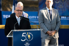 Police Commissioner Dermot Shea and various dignitaries attend NYC Marathon blue line painting ceremony at the finish line in Central Park 11/3/21 L-R Craig Cipriano NYC Transit, Dermot Shea Police Commissioner.