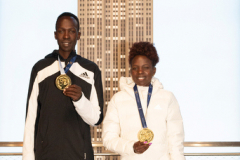 NYC 50th Anniversary Marathon Winners get a private tour of the Empire State Building observation deck 11/8/21.
