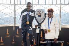 NYC 50th Anniversary Marathon Winners get a private tour of the Empire State Building observation deck 11/8/21.