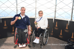 NYC 50th Anniversary Marathon Winners get a private tour of the Empire State Building observation deck 11/8/21.