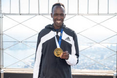 NYC 50th Anniversary Marathon Winners get a private tour of the Empire State Building observation deck 11/8/21.