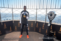 NYC 50th Anniversary Marathon Winners get a private tour of the Empire State Building observation deck 11/8/21.