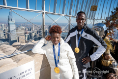 NYC 50th Anniversary Marathon Winners get a private tour of the Empire State Building observation deck 11/8/21.