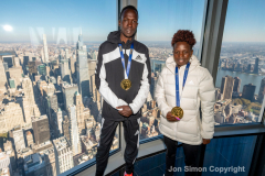 NYC 50th Anniversary Marathon Winners get a private tour of the Empire State Building observation deck 11/8/21.