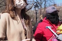 Cuomo accuser Lindsey Boylan speaks at the March to Impeach Cuomo and #TaxTheRich! in Washington Square Park in New York City on 20 March 2021