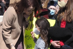 Cuomo accuser Lindsey Boylan speaks at the March to Impeach Cuomo and #TaxTheRich! in Washington Square Park in New York City on 20 March 2021