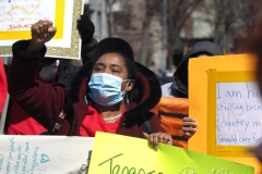 Protesters gather at Washington Square Park to demand the resignation of New York Governor Andrew Cuomo on March 20, 2021 in New York City. The demands for Governor Cuomo's resignation are in response to the sexual harassment allegations made by numerous women and a cover-up preventable of coronavirus (COVID-19) deaths in nursing homes.