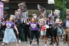 Maya Wiley supporters at a New York City Democratic Mayoral Candidates at a Pre Debate Rally before their first debate on ABC TV on 02 June 2021
