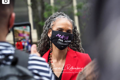 Maya Wiley at a New York City Democratic Mayoral Candidate Pre Debate Rally along Columbus Avenue before hisr first debate on ABC TV on 02 June 2021