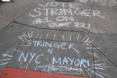 Scott Stringer supporters at a New York City Democratic Mayoral Candidate Pre Debate Rally along Columbus Avenue before his first debate on ABC TV
