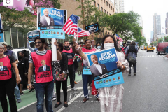 Eric Adams supporters at a New York City Democratic Mayoral Candidate Pre Debate Rally along Columbus Avenue before his first debate on ABC TV