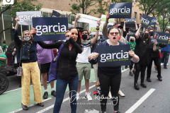 Kathryn Garcia supporters at a New York City Democratic Mayoral Candidate Pre Debate Rally along Columbus Avenue before his first debate on ABC TV