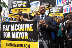 Ray McGuire at a New York City Democratic Mayoral Candidate Pre Debate Rally along Columbus Avenue before his first debate on ABC TV