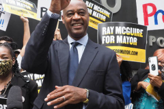 Ray McGuire at a New York City Democratic Mayoral Candidate Pre Debate Rally along Columbus Avenue before his first debate on ABC TV
