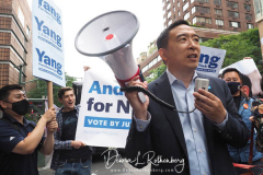 Andrew Yang at a New York City Democratic Mayoral Candidate Pre Debate Rally along Columbus Avenue before his first debate on ABC TV