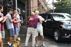 Wednesday, July 21, 2021
Principa’s Covid Recovery
Staten Island, NY
Photographs by Mary DiBiase Blaich

St Peter’s Boys High School Principal Michael Cosentino, 35, was released today from Richmond University medical Center (RUMC) following a 40 day battle with Covid 19. Four days after he was admitted, he was placed in the Intensive Care Unit and a ventilator.  Doctors said Mr Cosentino was not vaccinated.  He left the hospital today driven away by his wife, Angela.  The couple have four daughters.