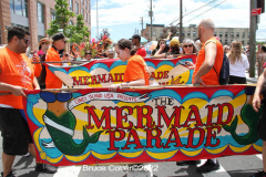 June 15,2022    NEW YORK  
The 40th Annual Mermaid Parade. returned after a two year absence due to Covid. Revelers Dance in the streets while groups of of musicians / bands play while marching along the parade route