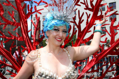 June 15,2022    NEW YORK  
The 40th Annual Mermaid Parade. returned after a two year absence due to Covid. Revelers Dance in the streets while groups of of musicians / bands play while marching along the parade route