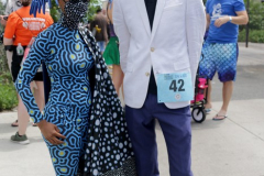 Dressed in all types of costumes, some with and some without an aquatic theme, parade goers both young and old participate in the 40th Annual Coney Island Mermaid Parade in Brooklyn NY on June 18, 2020. (Photo by Andrew Schwartz)