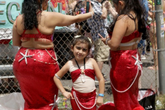 Dressed in all types of costumes, some with and some without an aquatic theme, parade goers both young and old participate in the 40th Annual Coney Island Mermaid Parade in Brooklyn NY on June 18, 2020. (Photo by Andrew Schwartz)