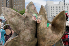 Dressed in all types of costumes, some with and some without an aquatic theme, parade goers both young and old participate in the 40th Annual Coney Island Mermaid Parade in Brooklyn NY on June 18, 2020. (Photo by Andrew Schwartz)