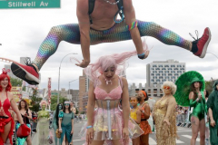 Dressed in all types of costumes, some with and some without an aquatic theme, parade goers both young and old participate in the 40th Annual Coney Island Mermaid Parade in Brooklyn NY on June 18, 2020. (Photo by Andrew Schwartz)
